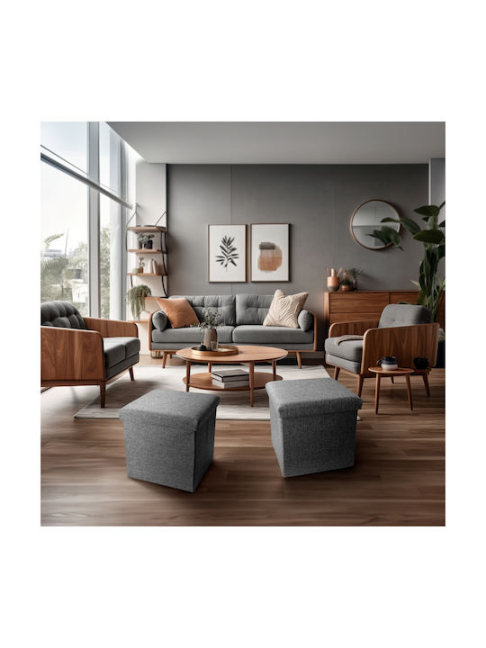 Suport Pentru Picioare Cu Spațiu De Depozitare Tapițat Cu Țesătură Gri 37x37x37cm Taburet