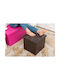 Stool Footstool With Storage Space Leather Brown 38x38x38cm