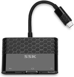 Adaptor Ssk Shu-c025 Usb-c Vga Usb-c Usb-a Black