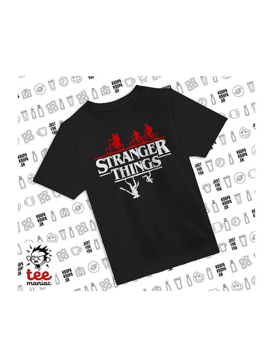 Kinderoberteile T-Shirt Schwarz Stranger Things Upside Down KP_7811_tshirt-kid-schwarz