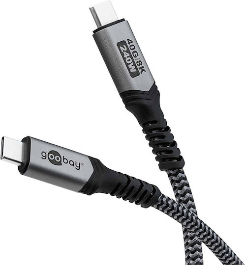 Goobay Braided USB 4 Video Cable USB-C male - USB-C 240W PD Μαύρο 1.8m 74213 Bulk