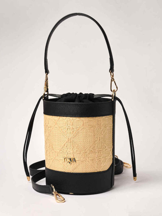 Toya Leder Damentasche Schultertasche Schwarz