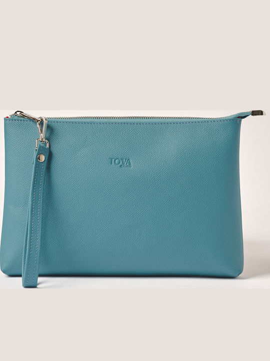 Toya Leder Damentasche Handtasche Hellblau