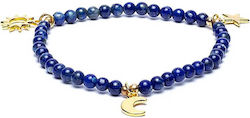Bracelet Semi-Precious Stones Lapis Lazuli Charms Star Sun Moon
