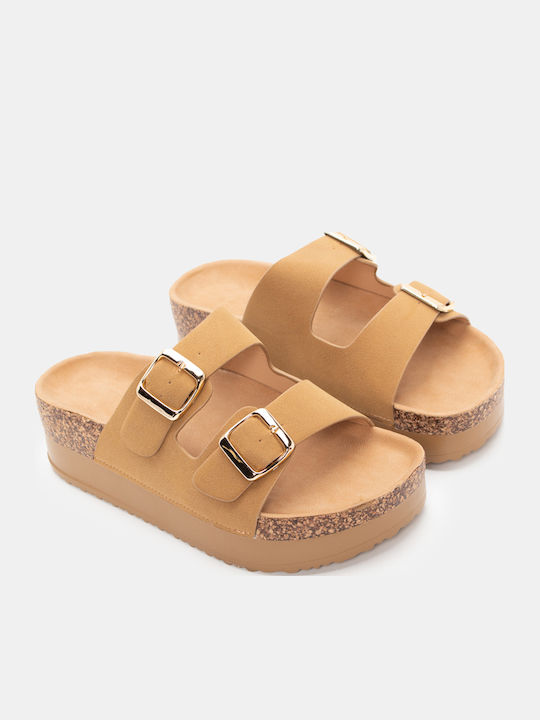 Luigi Γυναικεία Σανδάλια Flatforms Καφέ