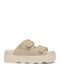Leather Women's Flat Sandals Anatomic in Beige Color