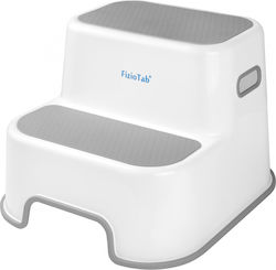 Fiziotab Zwei-Schritte Booster Toilettensitz Rutschfeste Oberfläche Kinder Waschbecken Booster Hocker Grau Weiß