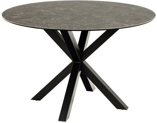 Norsica 780 Round Table Dining Room with Glass Surface Black, Black Marble 76x76cm