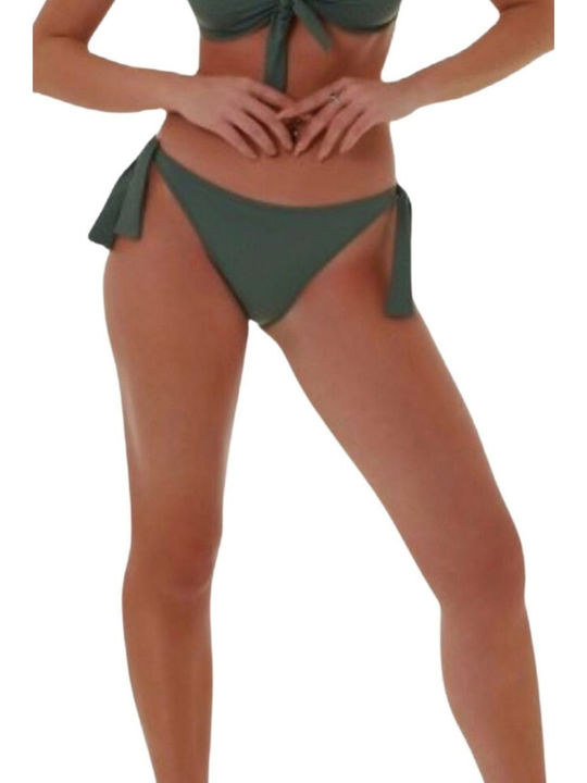 Bluepoint Solids Bikini Slip with Ties Khaki
