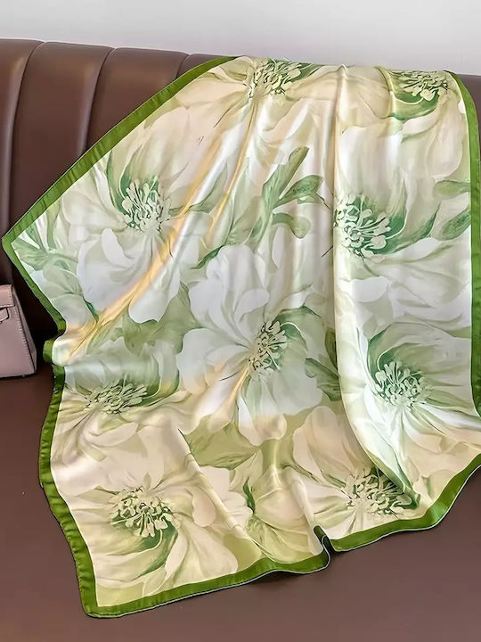 By Queen Γυναικείο Μαντήλι Σχέδιο Ντάλιες Green