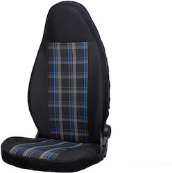 Semi Car Seat Covers Single Headrest Dynamic Hyper Checkered 2 Pieces Blue