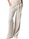 Women's Fabric Trousers Straight Line Ecru