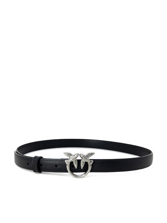 Pinko Love Berry Кожена Дамски Колан Black/Silver