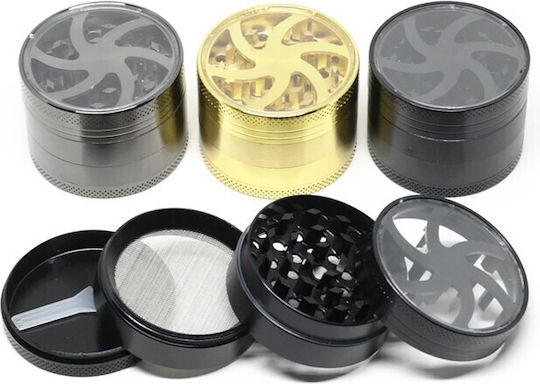 Mado Tobacco Grinder 52mm 4 Parts 661-2161 Aluminum Window Gold
