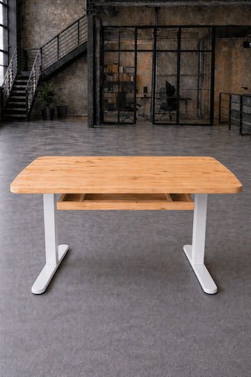 Elektrisch Schreibtisch mit verstellbarer Höhe 130x62cm Pine, White