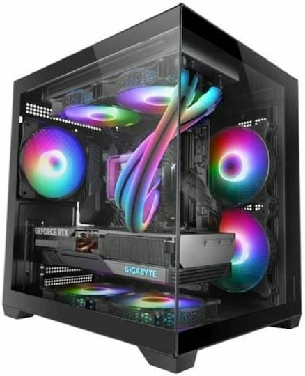 Mars Gaming MCVIEW2 Gaming Mini-Turm Computergehäuse mit Seitenfenster Schwarz