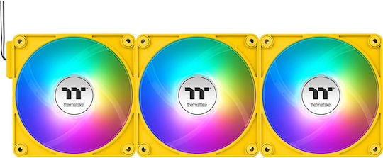 Thermaltake CT140 EX Umkehrklinge Gehäuselüfter (1800rpm / 94,95cfm) mit ARGB Beleuchtung und Verbindung 4-Pin PWM 3 Stück Bumblebee
