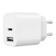 Gembird Charger Without Cable with USB-A Port and USB-C Port 12W Power Delivery Whites (TA-UC-2AC12-01)