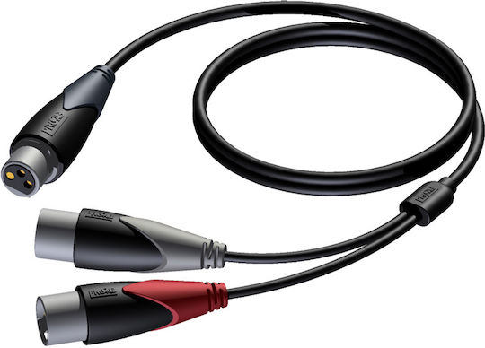 Procab Cable XLR female - 2 x XLR male Μαύρο 1.5m PRD-000026863