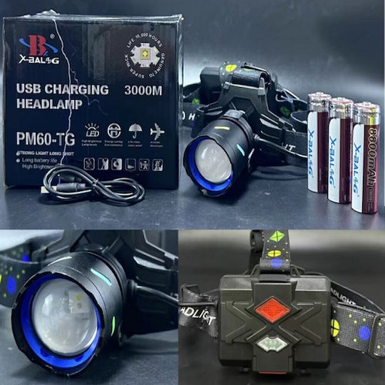 X-Balog Επαναφορτιζόμενος Φακός Κεφαλής LED