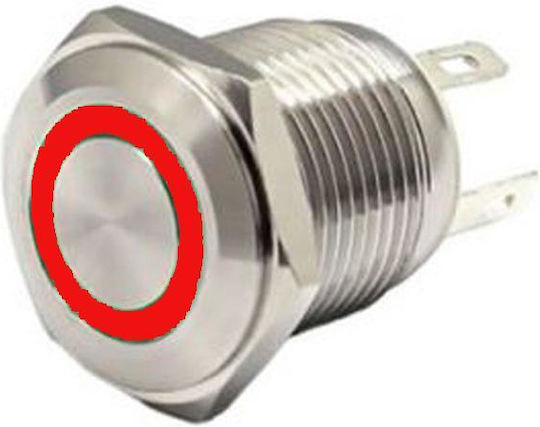 Flm16-fj-2-e-Red Push Button Φ16mm 12v Red Illuminated Kal Electronics