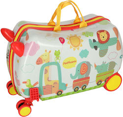 Likesmart Zoo Trolley Valiză de Călătorie Pentru Copii Cu 4 Roți Curea de Transport Picioare 28l Greutatea Maximă Suportată 30kg Alb