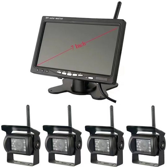 Lm Digital Mr Xa0774w K Σετ Οθόνη 7" 4 Κάμερες Ασύρματες 12/24vdc Φορτηγά Λεωφορεία