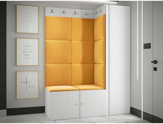Hartford 385 Entry Furniture with Mirror & Hanger White, Yellow 124x46x186cm