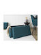 Bench Stool With Storage Space Upholstered With Blue Fabric 76x38x38cm
