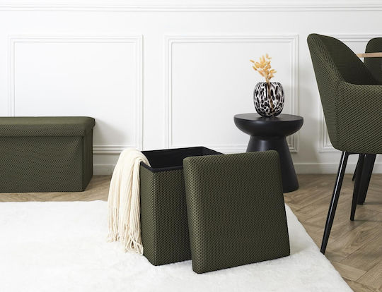 Hocker Für das Wohnzimmer Mit Stauraum Gepolstert mit Stoff Khaki 38x38x38cm