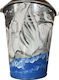 Decorative Metal Bucket Electrostatic White Height 17 Centimeters Base Φ10 Rim Φ15 Seagulls