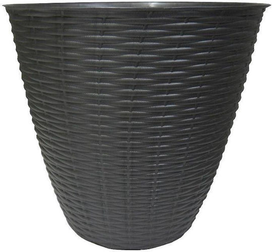 Round Plastic Plant Pot Wicker Design Lead Bama Italy