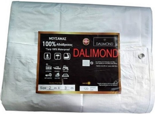 Tarpaulin 120gr/m² Dalimond White Waterproof Reinforced With Rings Every 50 cm 8m X 12m