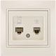 Lezard Network Socket RJ11+RJ45 Cat6 Beige Mira Complete 701.0303144