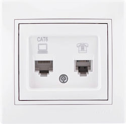 Lezard Πρίζα Rj11+rj45 Cat 6 Λευκό Mira Πλήρης 701.0202144