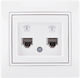 Lezard Telephone Socket Rj11 1x4p 2 Outlets White Mira Complete 701.0202138