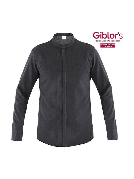 Giblors Πουκάμισο Εργασίας Roger Slim Fit Πικέ Μαύρο Giblor's
