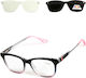 Alpin Clip On Women's Reading Glasses +2.00 with Magnet in Pink Color