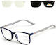Alpin Clip On Men Reading Glasses +2.00 with Magnet in Navy Blue Colour