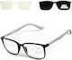 Alpin Clip On Men Reading Glasses +2.00 with Magnet in Black Colour