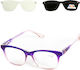 Alpin Clip On Women Reading Glasses +3.50 with Magnet in Purple Colour