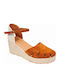 Women's Suede Platform Espadrilles Tabac Brown