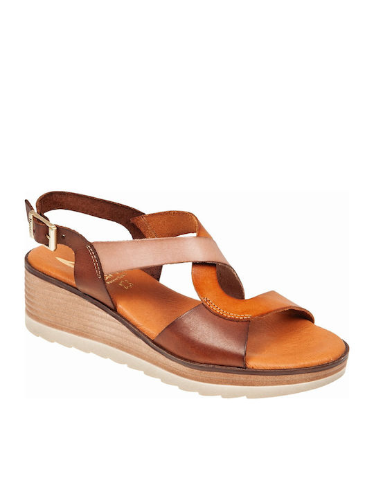 Women's Leather Platform Shoes Tabac Brown