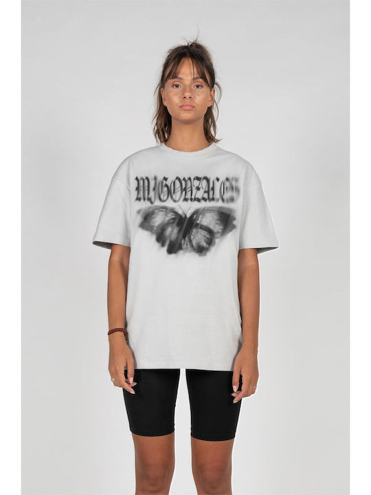 Mj Gonzales Mjg Heavy Oversized Tee Ladies Butterfly Illusion Lightasphalt Fw24 Mjg11916-02946