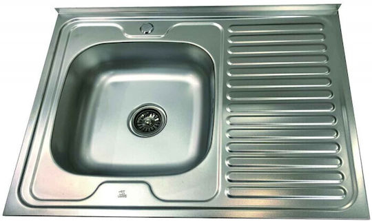 Inter Ceramic Drop-In Küchenspüle Rechts Inox M80xB60cm Silber