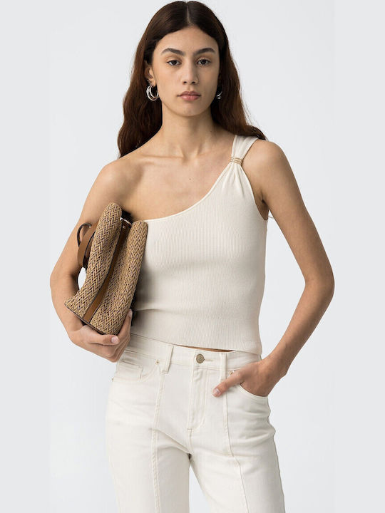 Women's Blouse with One Shoulder Ecru