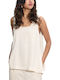 Women's Blouse Sleeveless Beige