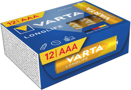 Varta Longlife Alkaline Batteries AAA 1.5V 12pcs