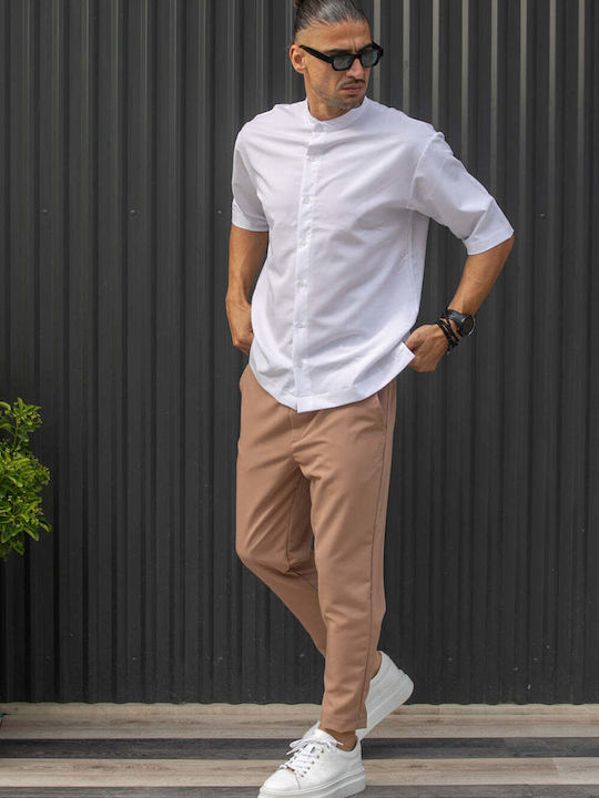 Trousers Elastic in Slim Fit Dark Camel