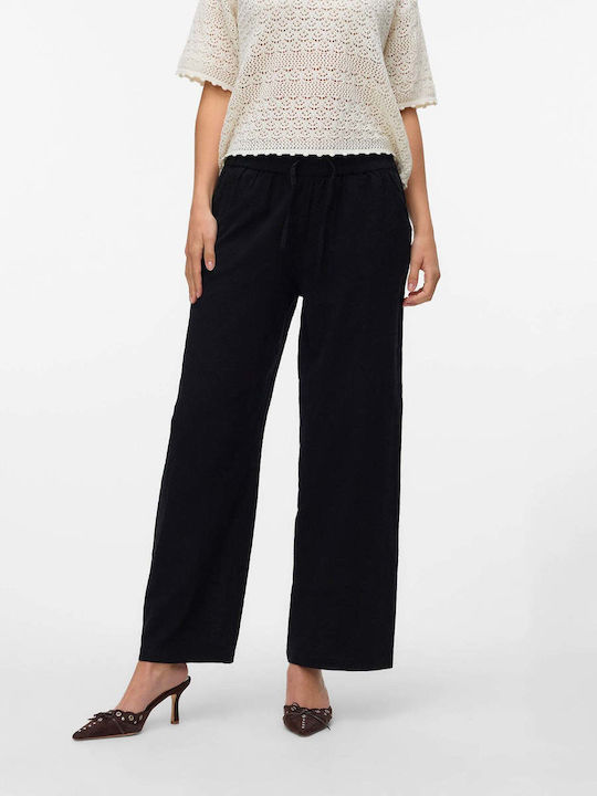Vero Moda Women's Fabric Trousers Wide Line Black